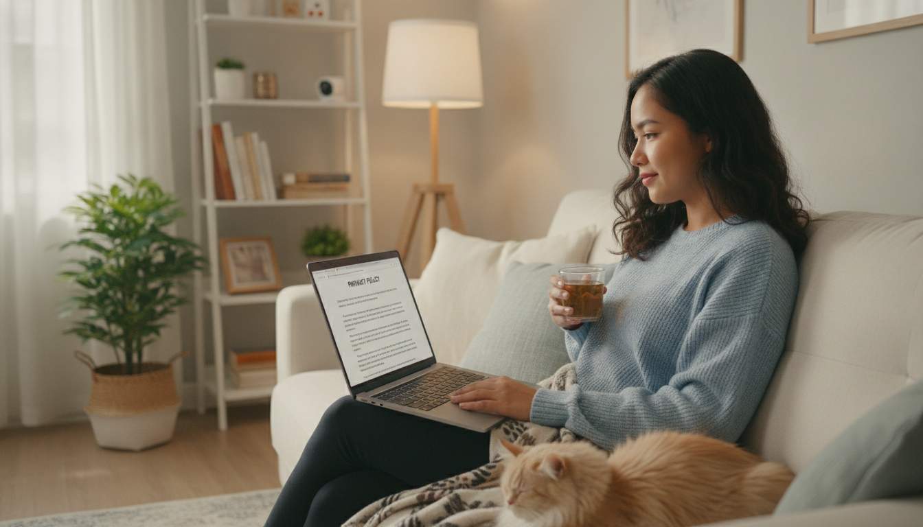 Your Information is Safe Philippine woman reading privacy policy